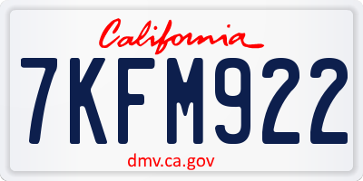 CA license plate 7KFM922