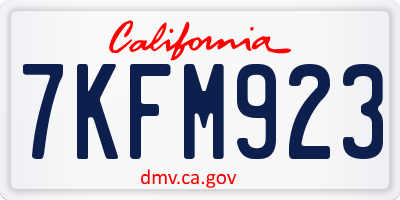 CA license plate 7KFM923