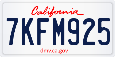 CA license plate 7KFM925