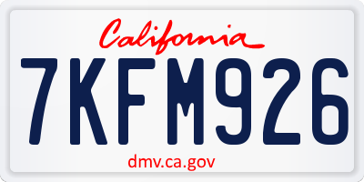 CA license plate 7KFM926