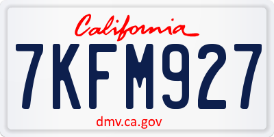CA license plate 7KFM927