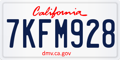 CA license plate 7KFM928