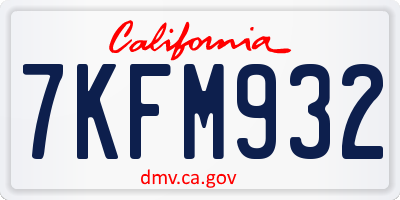 CA license plate 7KFM932