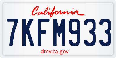 CA license plate 7KFM933