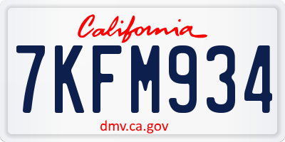 CA license plate 7KFM934