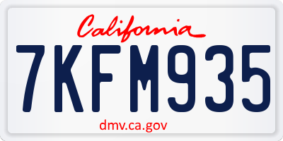 CA license plate 7KFM935