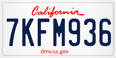CA license plate 7KFM936