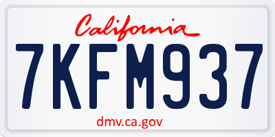 CA license plate 7KFM937