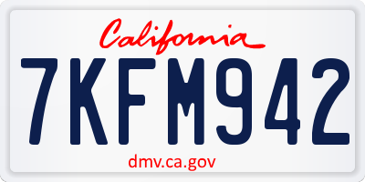 CA license plate 7KFM942