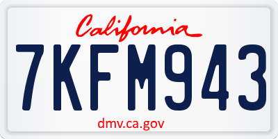 CA license plate 7KFM943