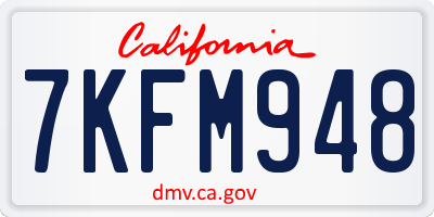 CA license plate 7KFM948