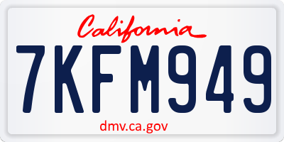 CA license plate 7KFM949