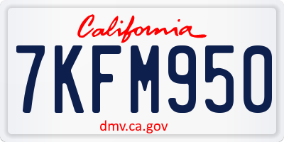 CA license plate 7KFM950