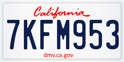 CA license plate 7KFM953