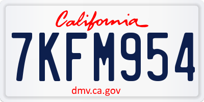 CA license plate 7KFM954