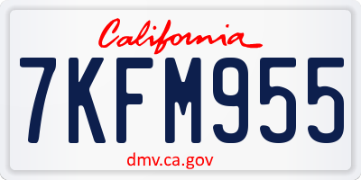 CA license plate 7KFM955