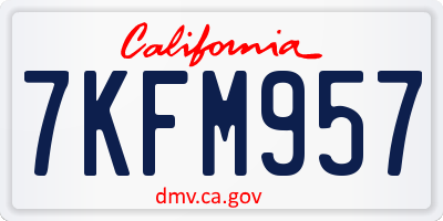 CA license plate 7KFM957