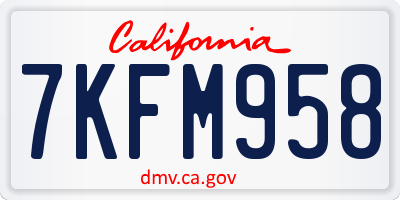 CA license plate 7KFM958
