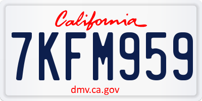 CA license plate 7KFM959