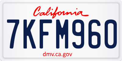 CA license plate 7KFM960