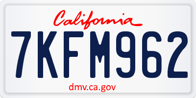 CA license plate 7KFM962