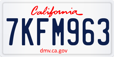 CA license plate 7KFM963