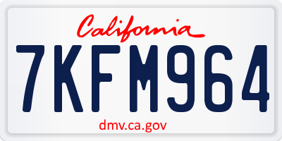 CA license plate 7KFM964
