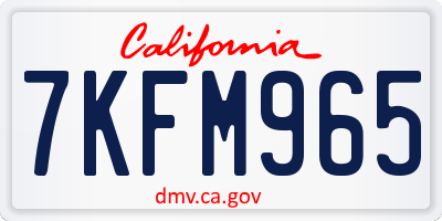 CA license plate 7KFM965