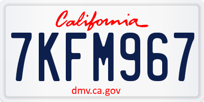 CA license plate 7KFM967