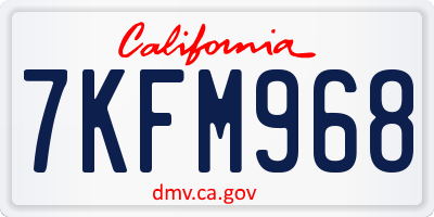 CA license plate 7KFM968