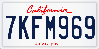 CA license plate 7KFM969