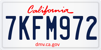CA license plate 7KFM972