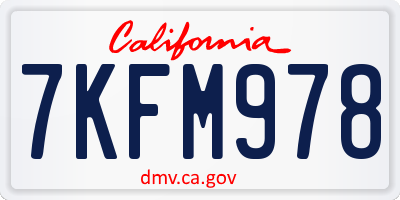 CA license plate 7KFM978