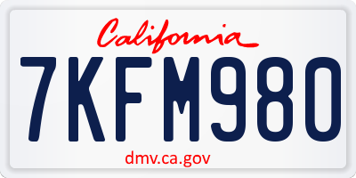 CA license plate 7KFM980
