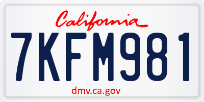 CA license plate 7KFM981