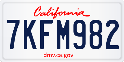 CA license plate 7KFM982