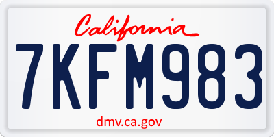 CA license plate 7KFM983