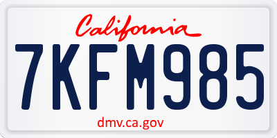 CA license plate 7KFM985