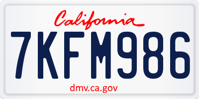 CA license plate 7KFM986