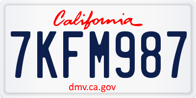 CA license plate 7KFM987