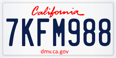 CA license plate 7KFM988