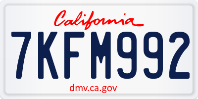 CA license plate 7KFM992