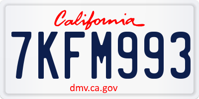 CA license plate 7KFM993