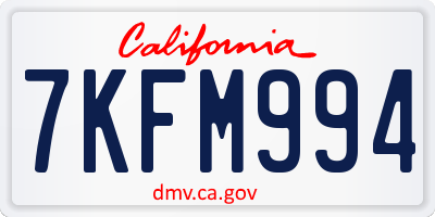 CA license plate 7KFM994