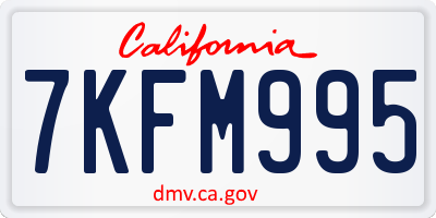 CA license plate 7KFM995