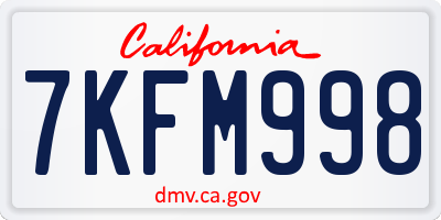 CA license plate 7KFM998