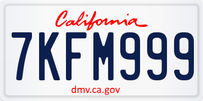 CA license plate 7KFM999