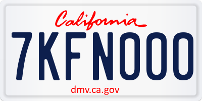 CA license plate 7KFN000