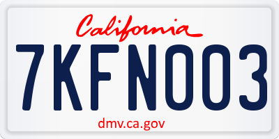 CA license plate 7KFN003