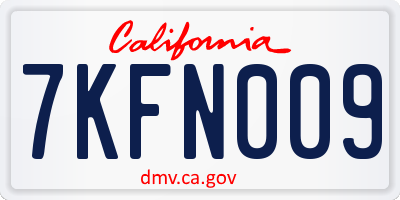 CA license plate 7KFN009